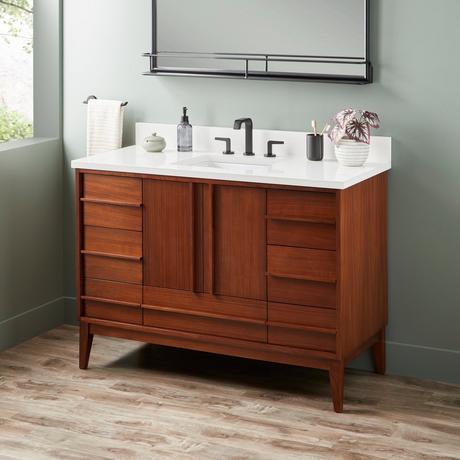 48" Sybill Mahogany Vanity - Outlet - Rect Undermount - Washed Walnut