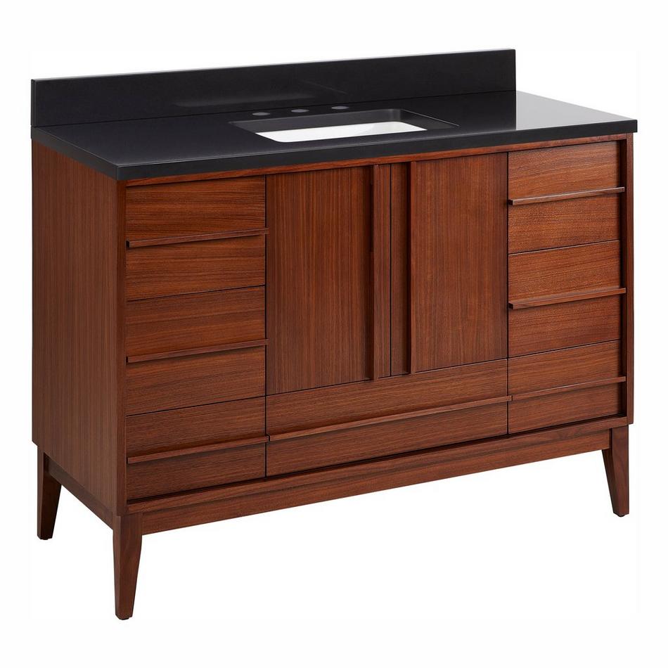 48" Sybill Mahogany Vanity - Outlet - Rect Undermount - Washed Walnut - CB Quartz - 3 Hole, , large image number 0