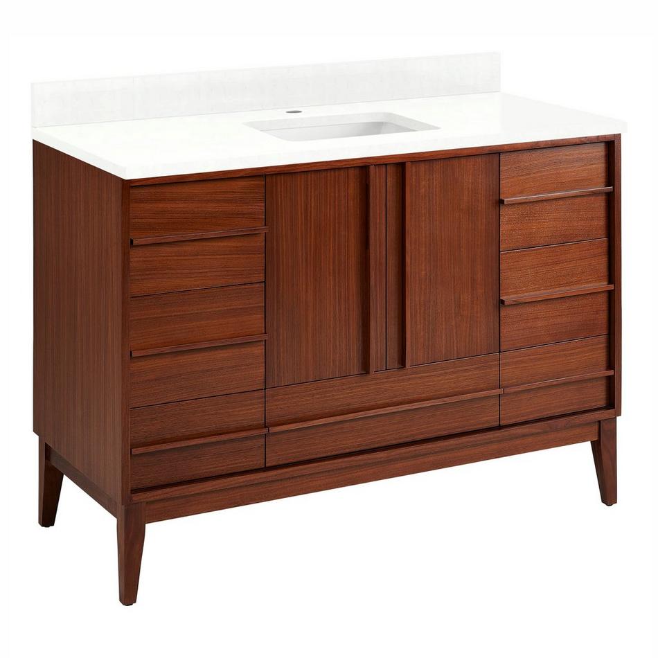 48" Sybill Mahogany Vanity - Outlet - Rect Undermount - Washed Walnut - FW Quartz - 1 Hole, , large image number 0