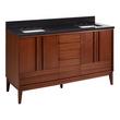 60" Sybill Mahogany Double Vanity - Outlets - Rect Undermount - Washed Walnut - CB Quartz - 3 Hole, , large image number 0