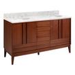 60" Sybill Mahogany Double Vanity - Outlets - Undermount - Washed Walnut - Carrara Marble - 3 Hole, , large image number 0
