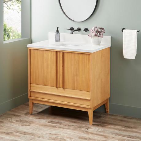 36" Sybill Vanity - Outlet - Rect Undermount - Natural Teak
