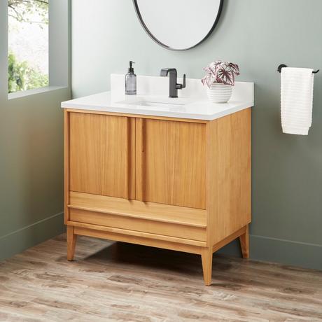36" Sybill Vanity - Outlet - Rect Undermount - Natural Teak