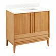 36" Sybill Vanity - Outlet - Rect Undermount - Natural Teak - FW Quartz - 1 Hole, , large image number 0
