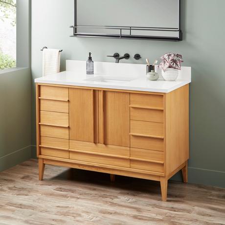 48" Sybill Vanity - Outlet - Rect Undermount - Natural Teak