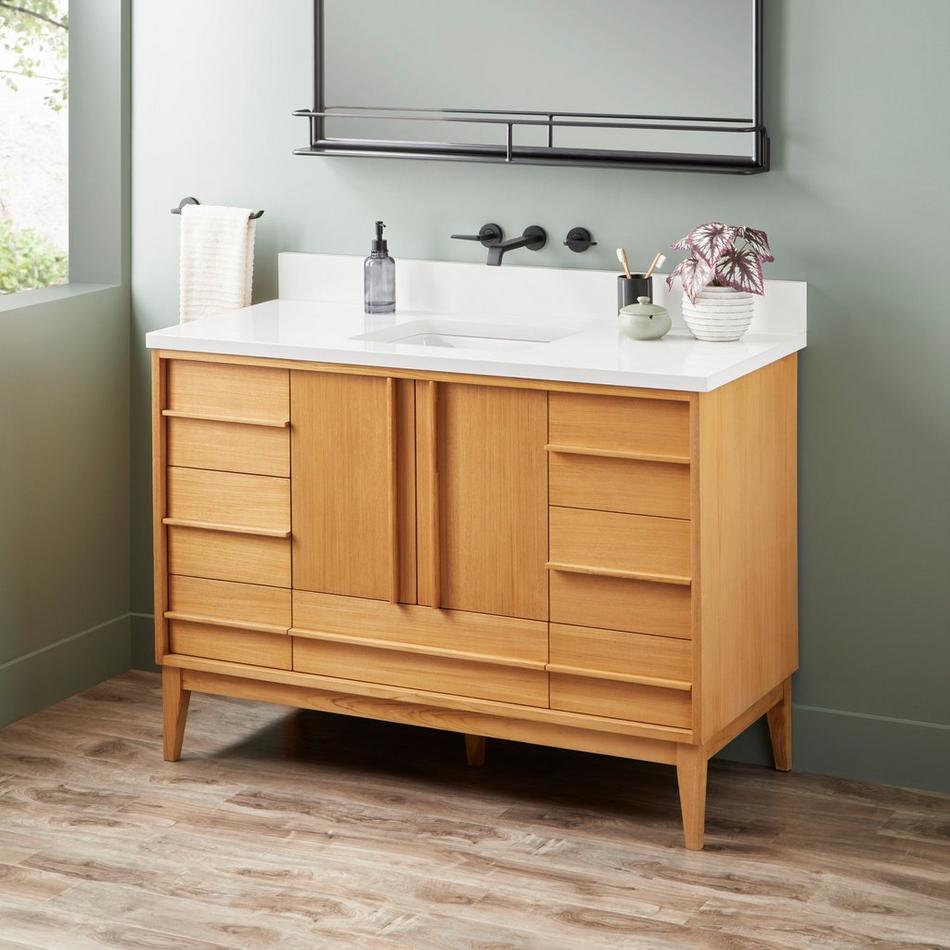 48" Sybill Vanity - Outlet - Rect Undermount - Natural Teak, , large image number 1