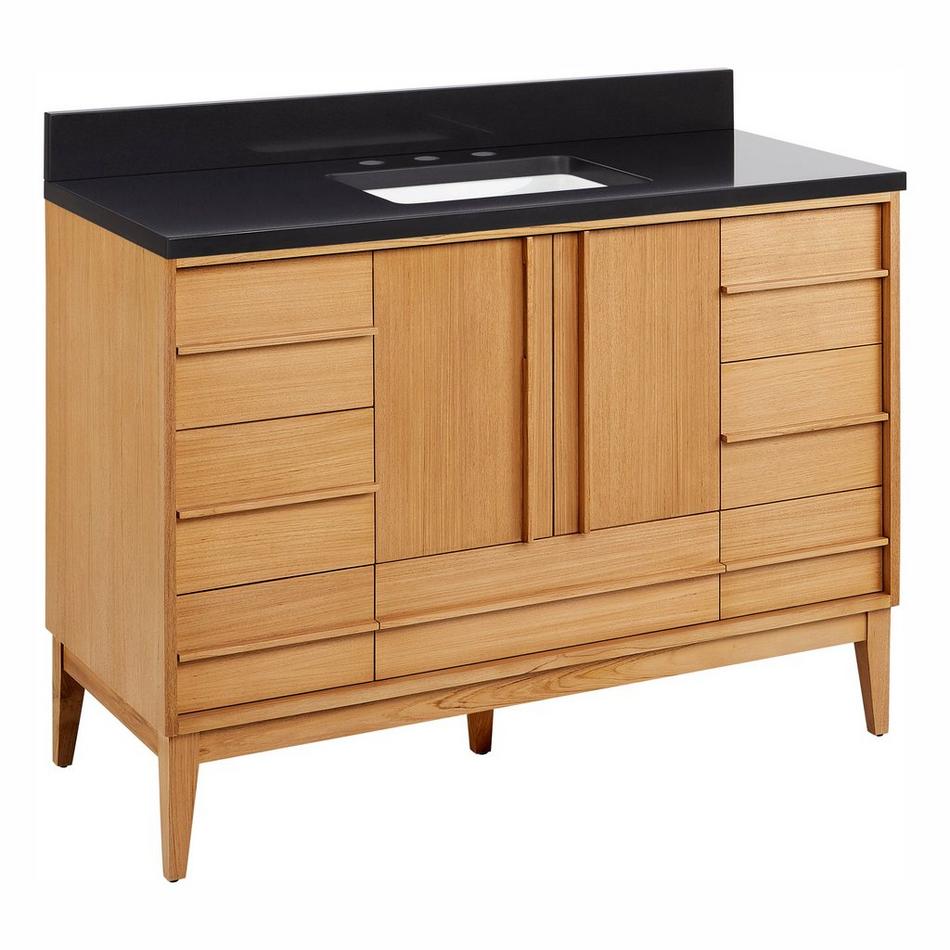 48" Sybill Vanity - Outlet - Rect Undermount - Natural Teak - CB Quartz - 3 Hole, , large image number 0