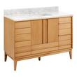 48" Sybill Vanity - Outlet - Rect Undermount - Natural Teak - Carrara Marble - 3 Hole, , large image number 0