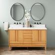 60" Sybill Double Vanity - Outlets - Rect Undermount - Natural Teak, , large image number 1