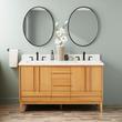 60" Sybill Double Vanity - Outlets - Rect Undermount - Natural Teak, , large image number 0