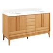 60" Sybill Double Vanity - Outlets Undermount - Natural Teak - FW Quartz - 3 Hole, , large image number 0