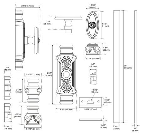Helmina Brass Cremone Bolt