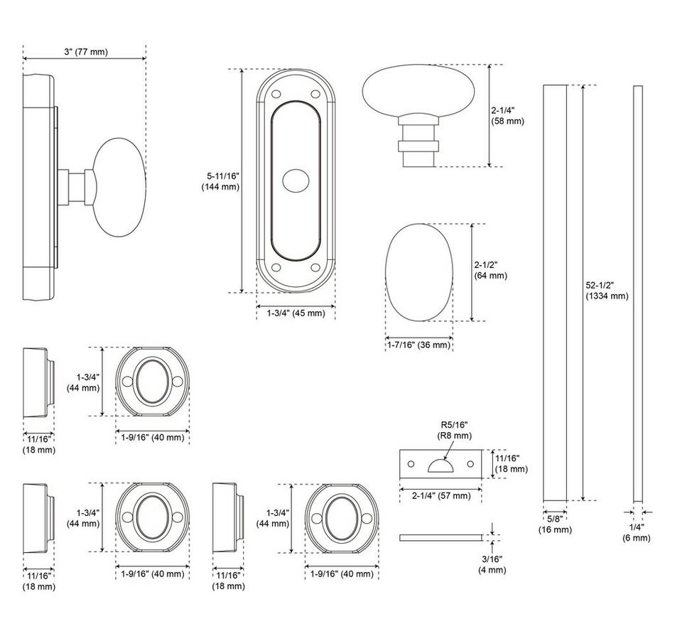 Odette Brass Door Cremone Bolt - Polished Nickel, , large image number 5