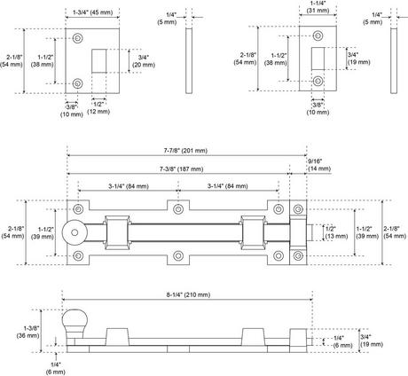 Norfare Cast Iron Dual-Mount Slide Bolt