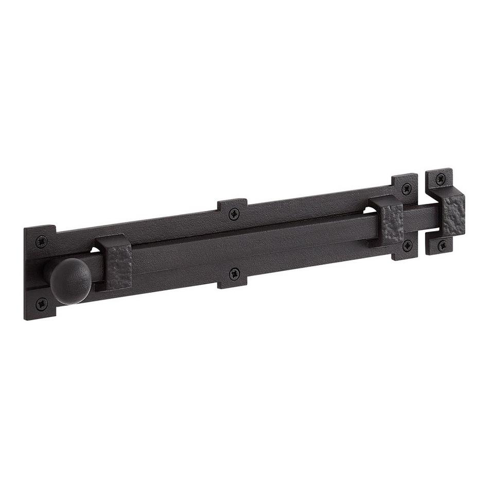 12" Norfare Cast Iron Dual-Mount Slide Bolt - Black Powder Coat, , large image number 1