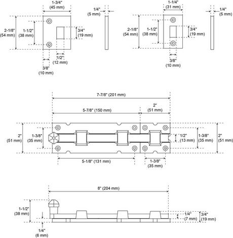 Antura Cast Iron Dual-Mount Slide Bolt