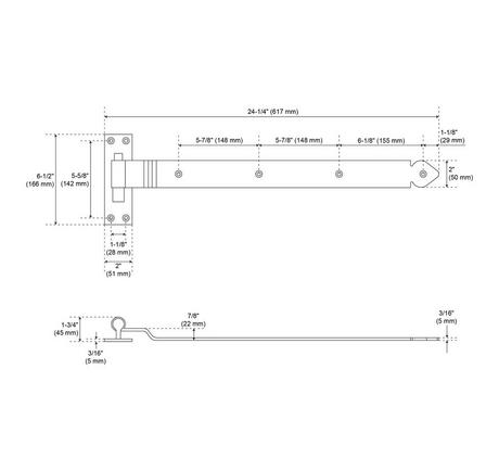 Leerwin Iron Reversible Handing Strap Hinge with Pintle
