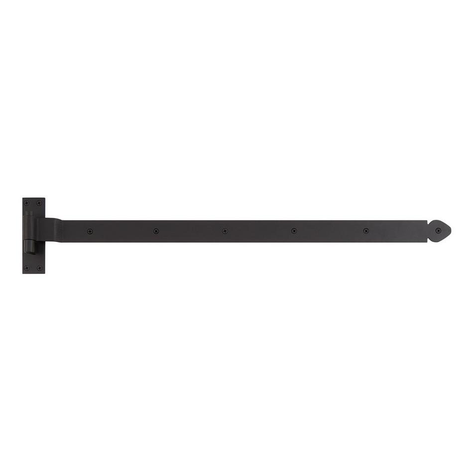36-1/4" Leerwin Iron Reversible Handing Strap Hinge with Pintle - Black Powder Coat, , large image number 0