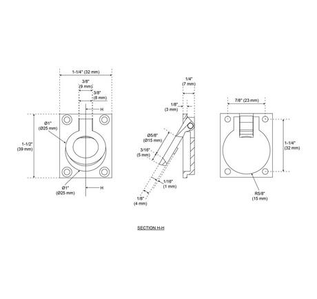 Eldora Brass Recessed Pocket Door Ring Pull