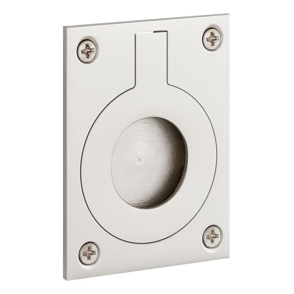 2-1/8" Eldora Brass Recessed Pocket Door Ring Pull - Brushed Nickel, , large image number 0