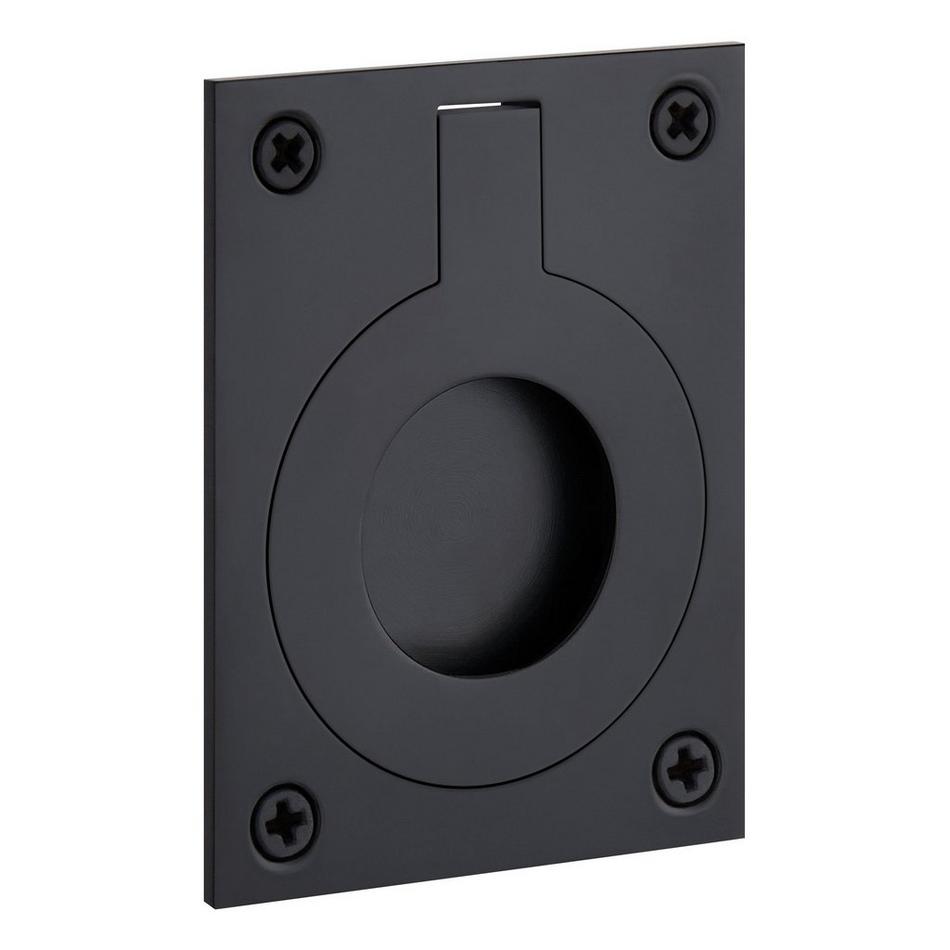 2-1/8" Eldora Brass Recessed Pocket Door Ring Pull - Matte Black, , large image number 0