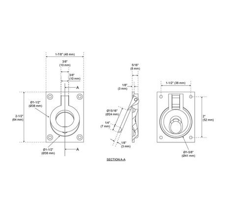 Evandrus Brass Recessed Pocket Door Ring Pull
