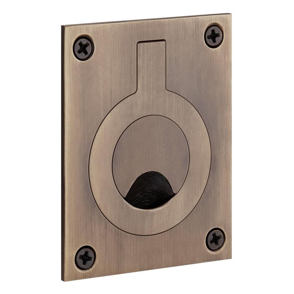 2-1/4" Evandrus Brass Recessed Pocket Door Ring Pull - Antique Brass, , large image number 0