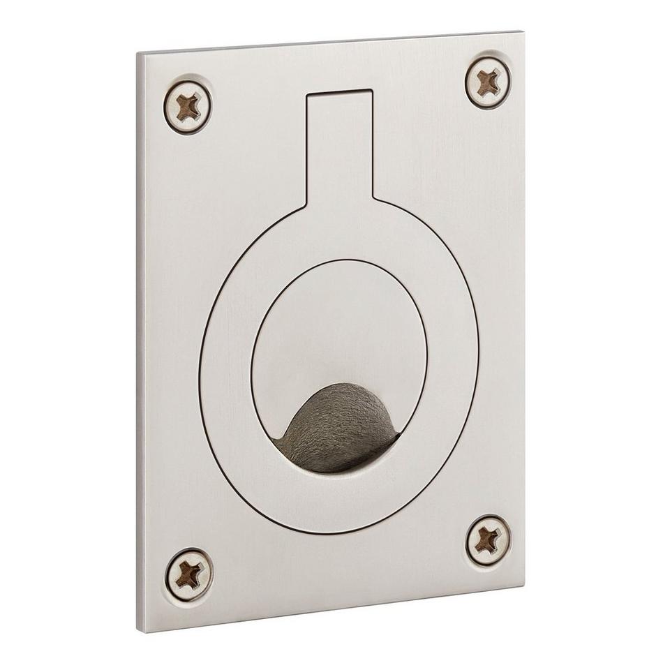 2-1/4" Evandrus Brass Recessed Pocket Door Ring Pull - Brushed Nickel, , large image number 0