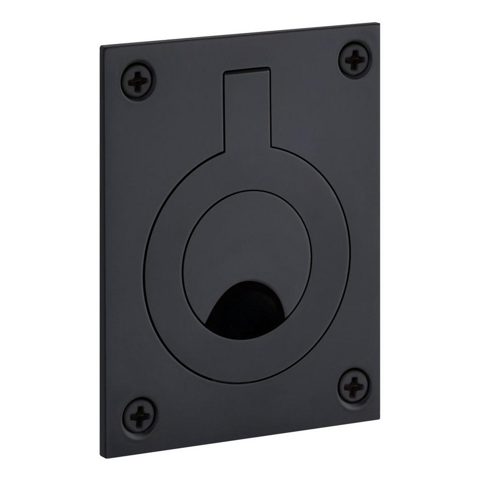 2-1/4" Evandrus Brass Recessed Pocket Door Ring Pull - Matte Black, , large image number 0