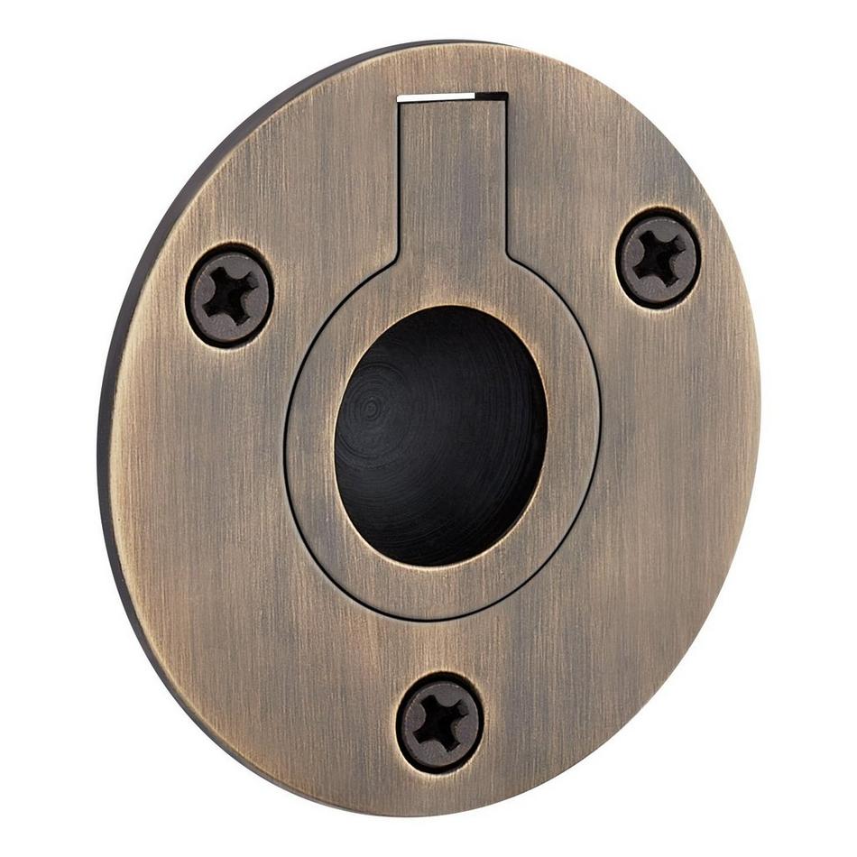 2" Elowen Brass Recessed Pocket Door Ring Pull - Antique Brass, , large image number 0