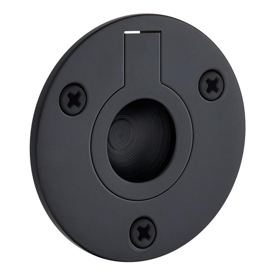 2" Elowen Brass Recessed Pocket Door Ring Pull - Matte Black, , large image number 0