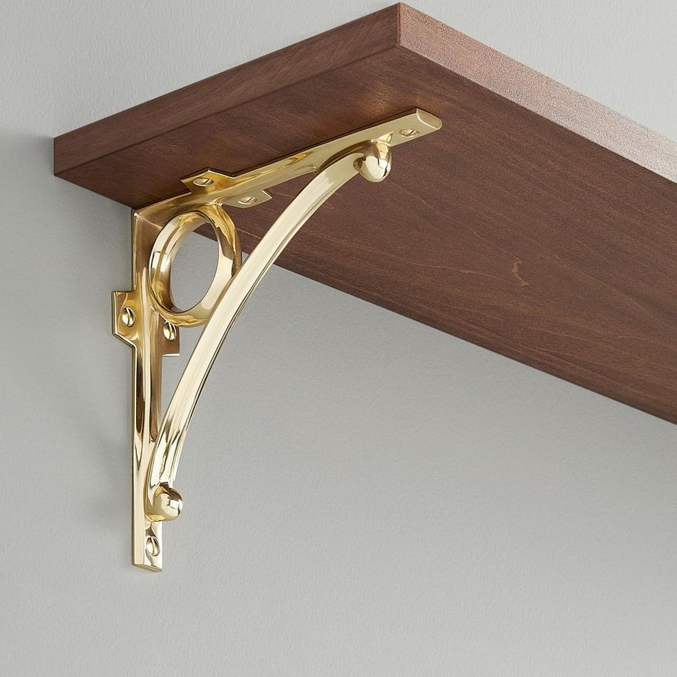 6-1/4" Levios Brass Shelf Bracket - Polished Brass, , large image number 0