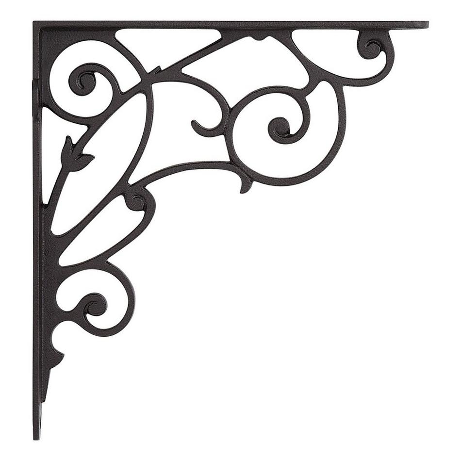7-1/8" Lienna Scrollwork Cast Iron Shelf Bracket - Black Powder Coat, , large image number 1