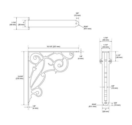 Lienna Scrollwork Brass Shelf Bracket