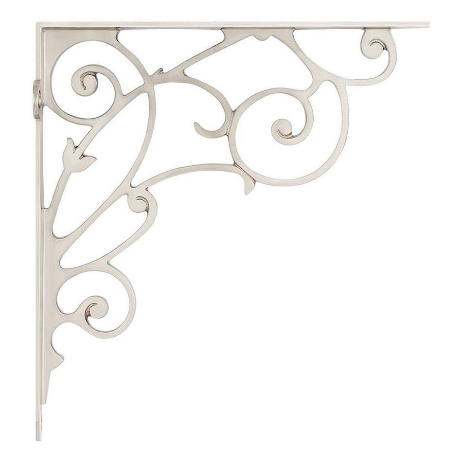 7-1/8" Lienna Scrollwork Brass Shelf Bracket - Brushed Nickel, , large image number 1