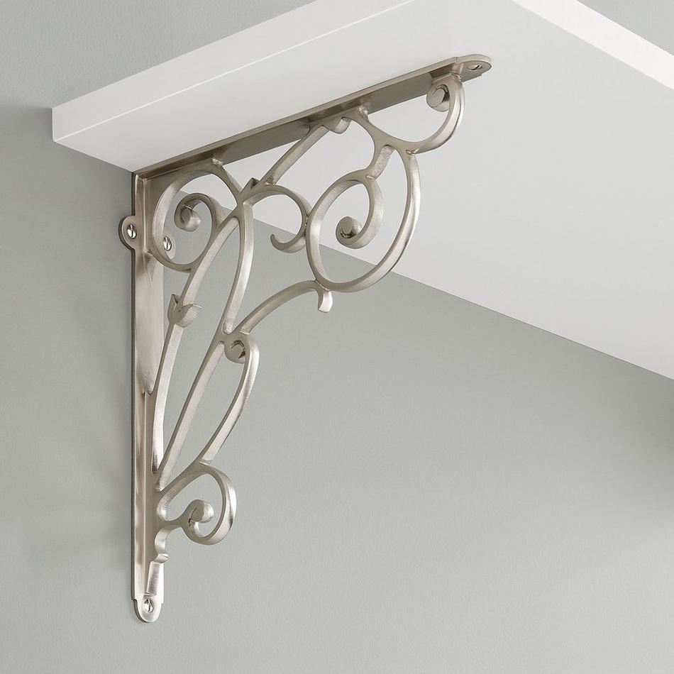 Lienna Scrollwork Brass Shelf Bracket, , large image number 1