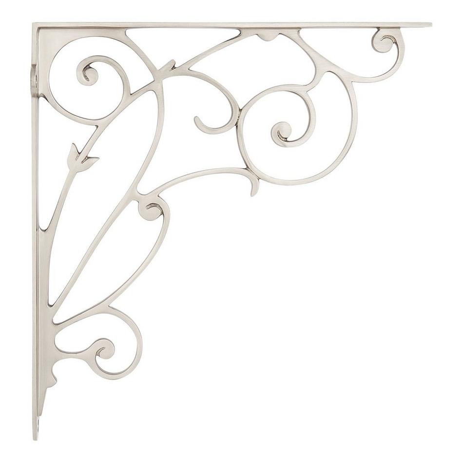 10-1/8" Lienna Scrollwork Brass Shelf Bracket - Brushed Nickel, , large image number 1