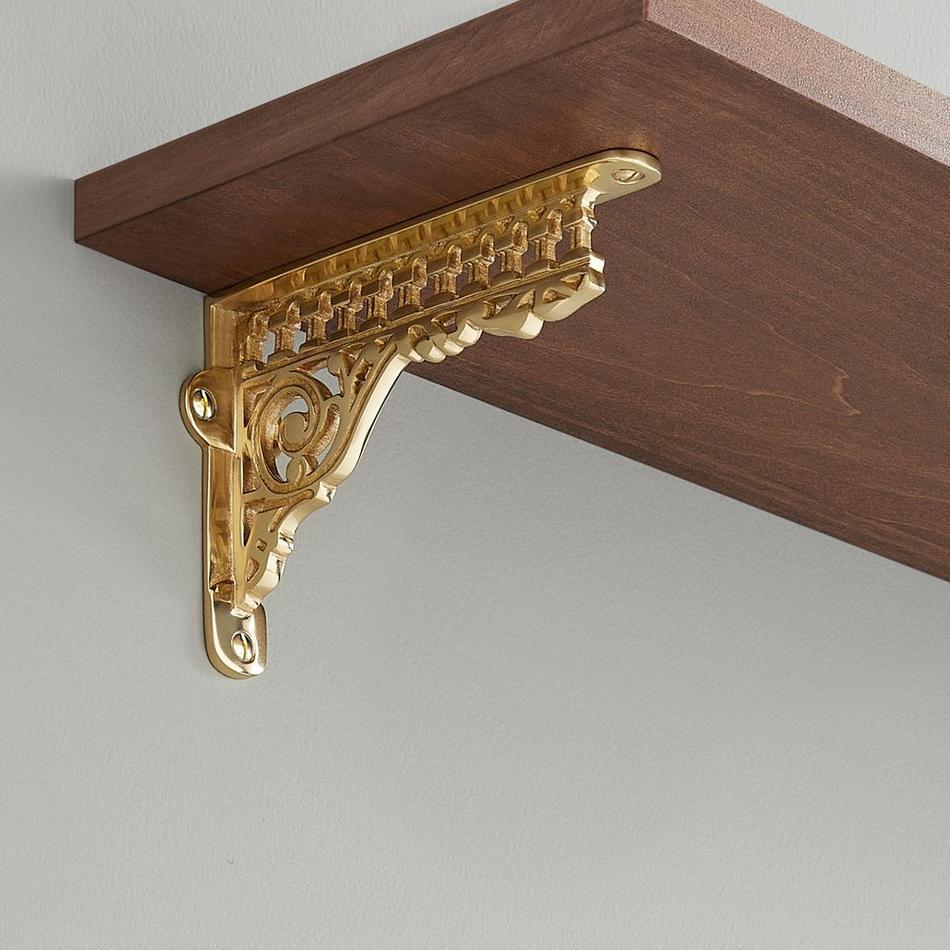 6" Cressida Brass Shelf Bracket - Polished Brass, , large image number 0