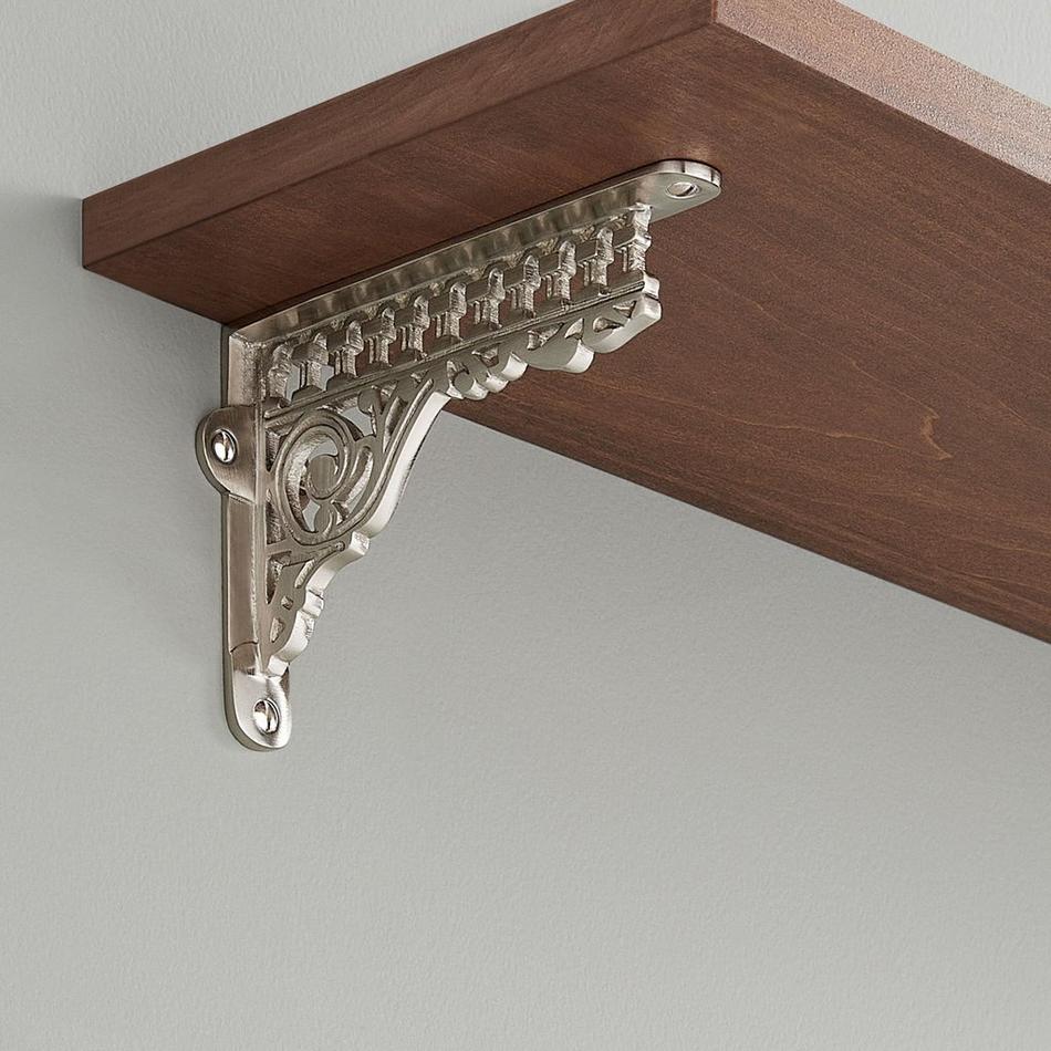6" Cressida Brass Shelf Bracket - Brushed Nickel, , large image number 0