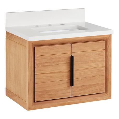 24" Aliso Narrow Wall-Mount Vanity with Rect Undermount - Outlets - Natural Teak