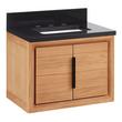 24" Aliso Narrow Wall-Mount Vanity with Rect Undermount - Outlets - Natural Teak - CB Quartz - 3Hole, , large image number 0