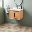 24" Aliso Narrow Wall-Mount Vanity with Rect Undermount - Outlets - Natural Teak, , large image number 0