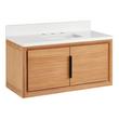 36" Aliso Narrow Wall-Mount Vanity with Rect Undermount - Outlets - Natural Teak - AW Quartz - 3Hole, , large image number 0