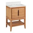 24" Aliso Console Vanity with Undermount - Outlets - Natural Teak - AW Quartz - 3 Hole, , large image number 0