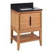 24" Aliso Console Vanity with Rect Undermount - Outlets - Natural Teak - CB Quartz - 3 Hole, , large image number 0
