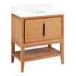 30" Aliso Console Vanity with Undermount - Outlets - Natural Teak - AW Quartz - 3 Hole, , large image number 0