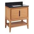 30" Aliso Console Vanity with Rect Undermount - Outlets - Natural Teak - CB Quartz - 3 Hole, , large image number 0