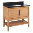 36" Aliso Console Vanity with Rect Undermount - Outlets - Natural Teak - CB Quartz - 3 Hole, , large image number 0
