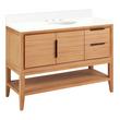 48" Aliso Console Vanity with Undermount - Outlets - Natural Teak - AW Quartz - 3 Hole, , large image number 0