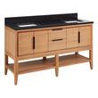 60" Aliso Console Double Vanity with Rect Undermount - Outlets - Natural Teak - CB Quartz - 3 Hole, , large image number 0